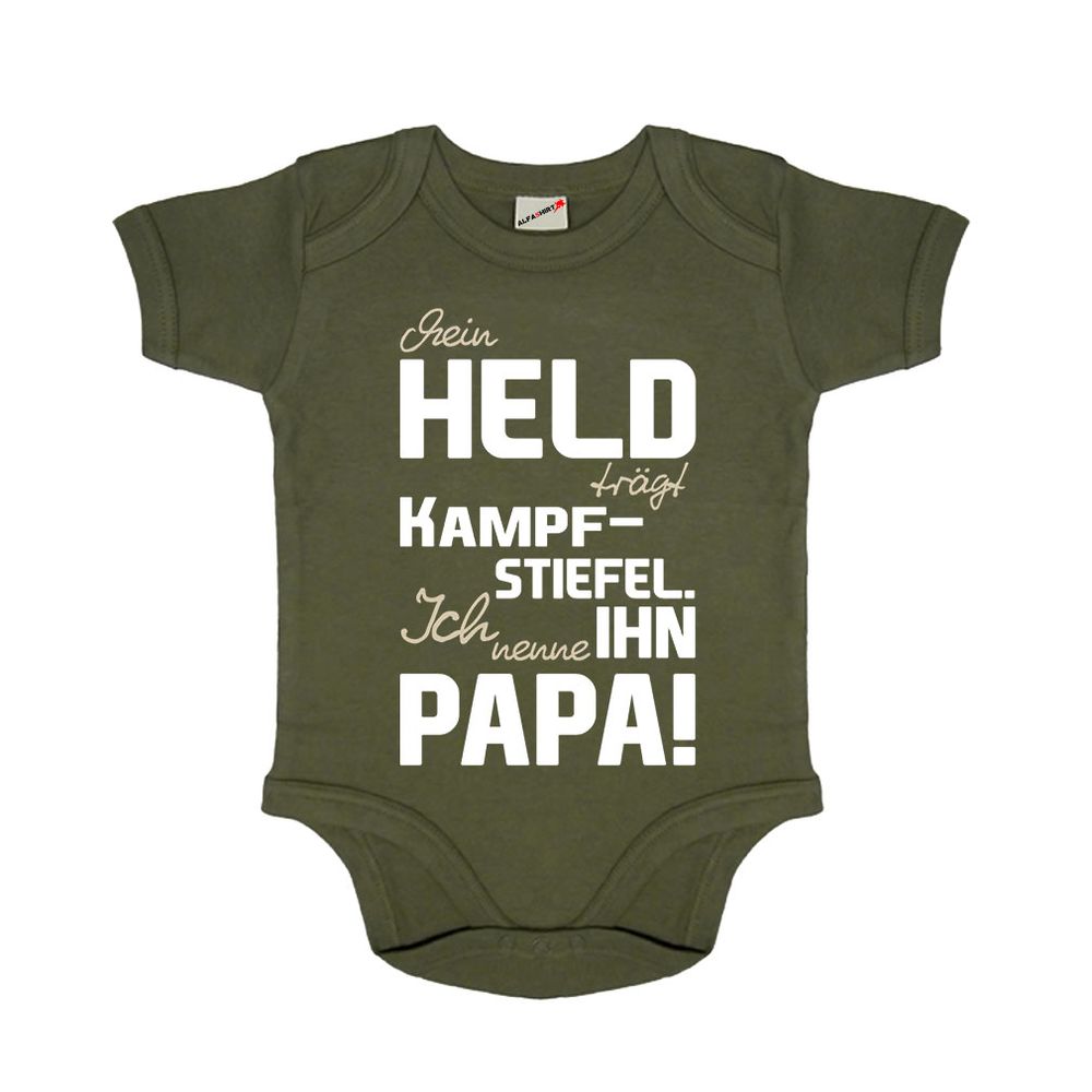 My Hero The Dad Fight Boots Newborn Baby Bodysuit Romper Olive # 27848