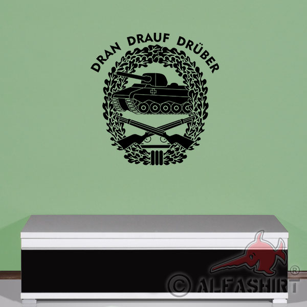 Wandtattoo Panzergrenadier Dran-Drauf-Drüber Barettabzeichen 45x46cm#A3692