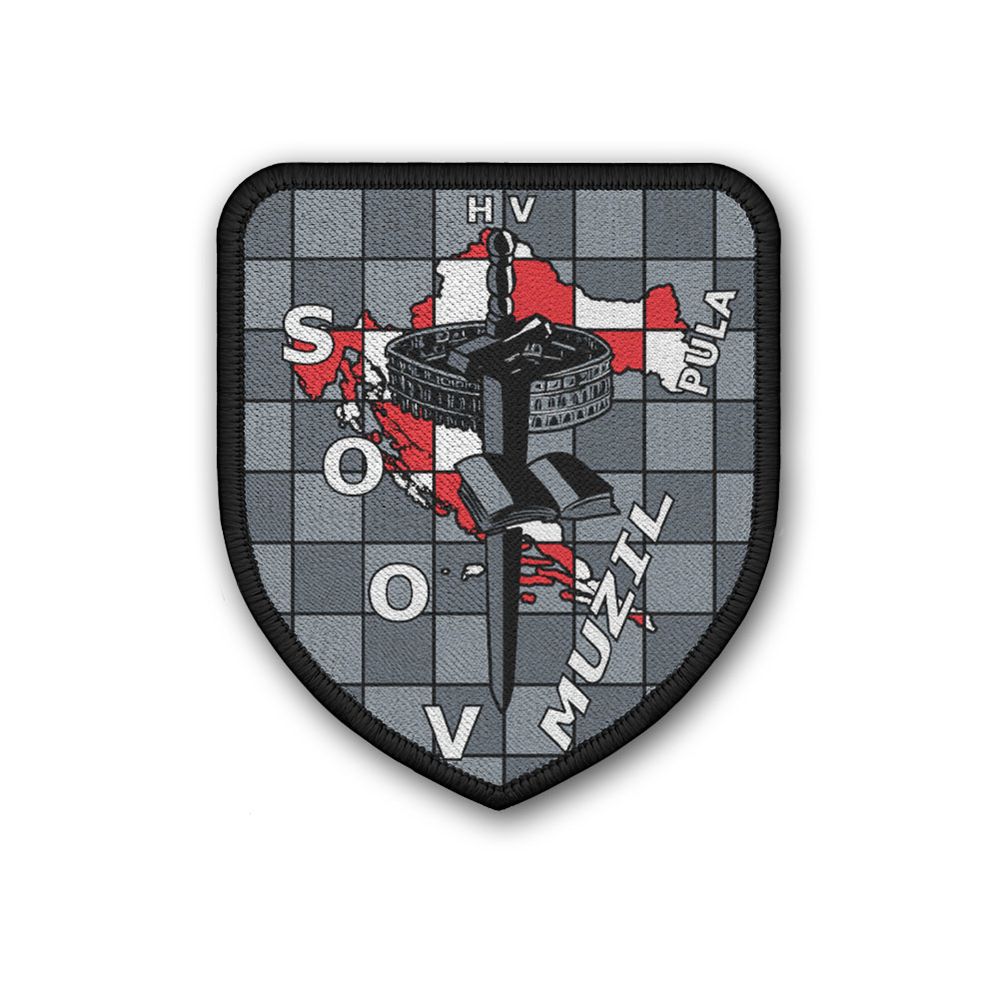 Patch HV SOOV Pula Kroatien Militär Emblem Schwert Arena Buch Schild #46684