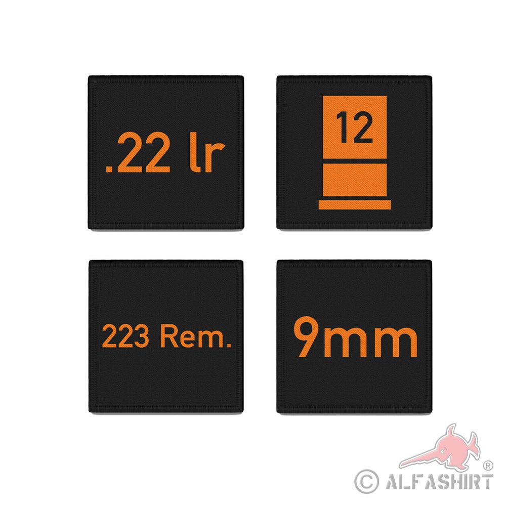 Patch set of 4 4x4cm square for equipment bag 9mm 223 Rem 22 #43792