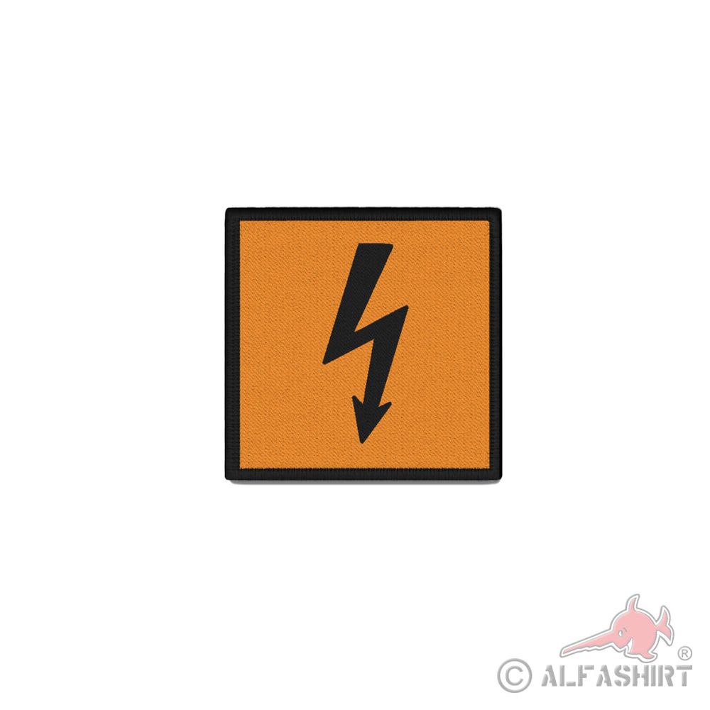 Patch 4x4cm Quadrat Hochspannung Warnung Warnschild Blitz Elektronik #42589