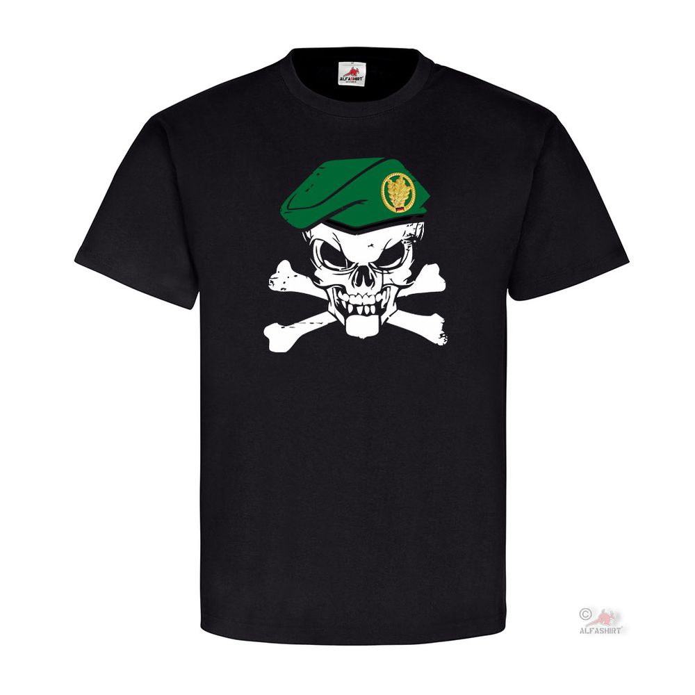 Jäger Bw Barett Skull truppe Horrido Joho Schlachtruf Infanterie T Shirt #20195