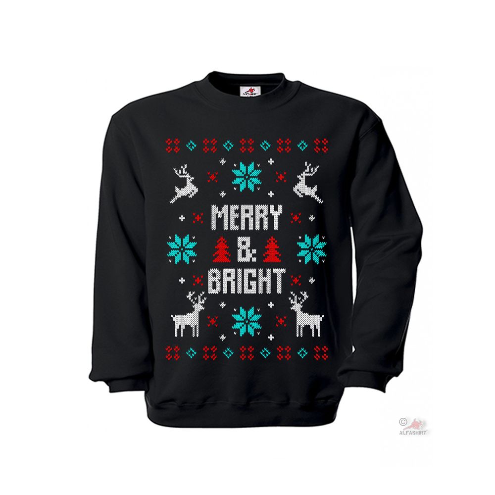 Pullover Merry and Bright Weihnachten Winter Geschenk Rehntiere #35838