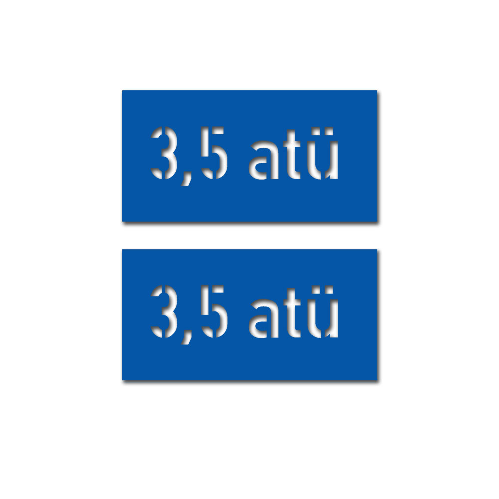 Lackierschablone Aufkleber Set 2x 2x6cm 3,5 atü Überdruck Luft Reifen #A6244