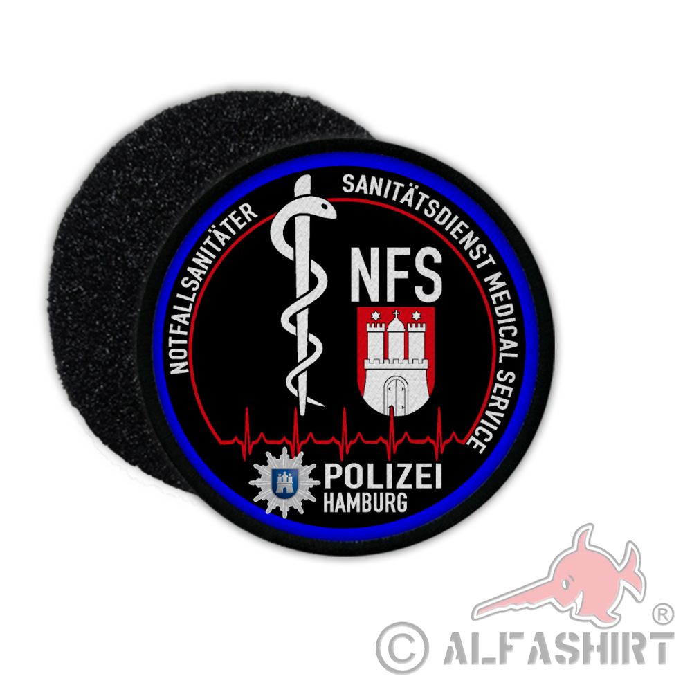 Patch Rund NFS Polizei Hamburg Notfall Sanitäter Sanitätsdienst Medical #31667