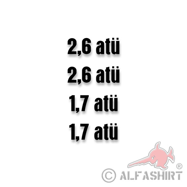 2.6 - 1.7 atue Tire Pressure Sticker Team Motorcycle Bike 4x 1.5x4.2cm # A4464