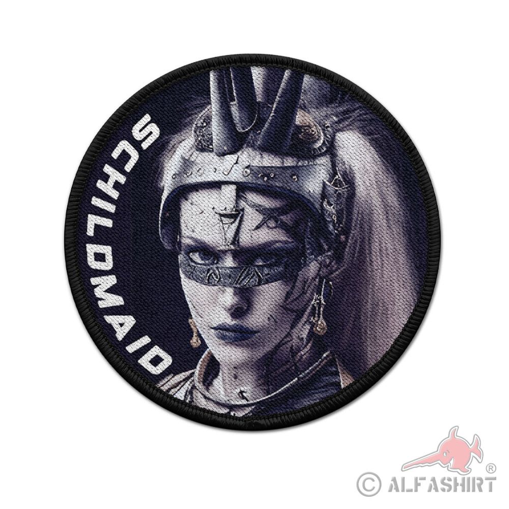 Patch shield maiden Viking Norse mythology woman around 9 cm #43056