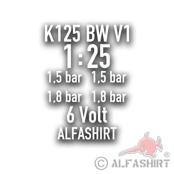 V1 K125 BW SET Motorcycle Bundeswehr Sticker Tire Pressure Volt 10x7cm # A4302