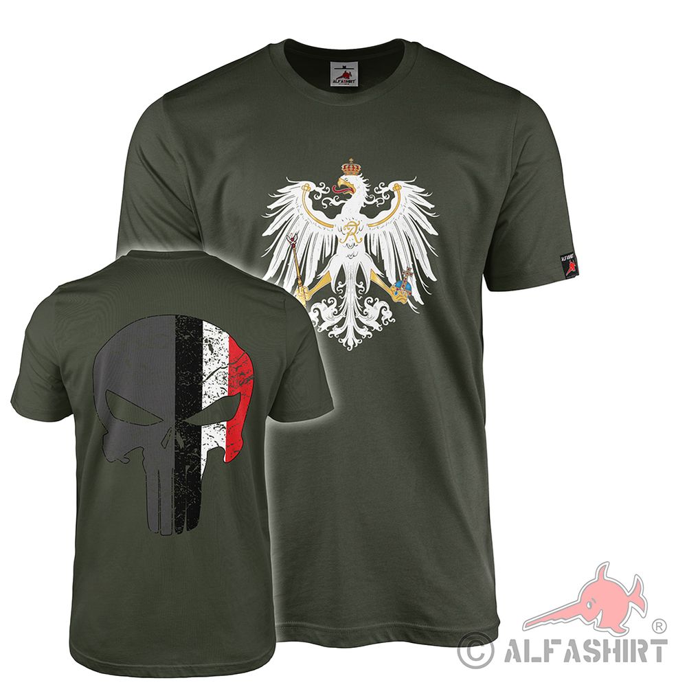 German Skull Prussia Eagle Deu Germany Black T-Shirt#41231