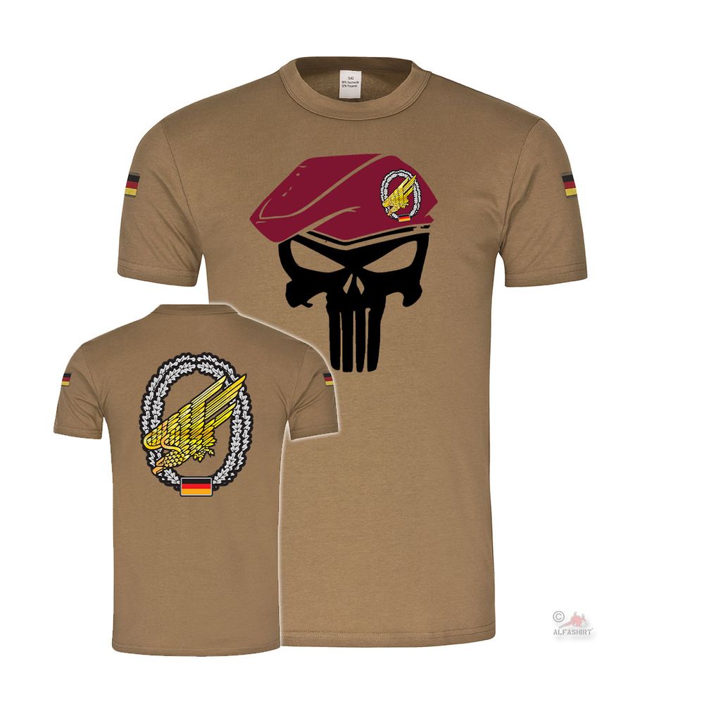 BW Tropen FschJg Skull Fallschirmjäger PanzerGren FschJgBtl Beret T-Shirt # 36787
