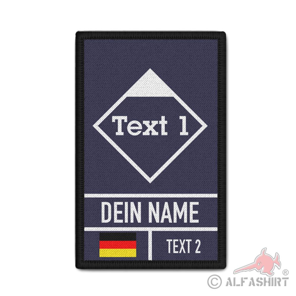 Rank Patch 9,8x6cm personalisiert blau Feuerwehr Rettungskräfte Hilfswerk #43432