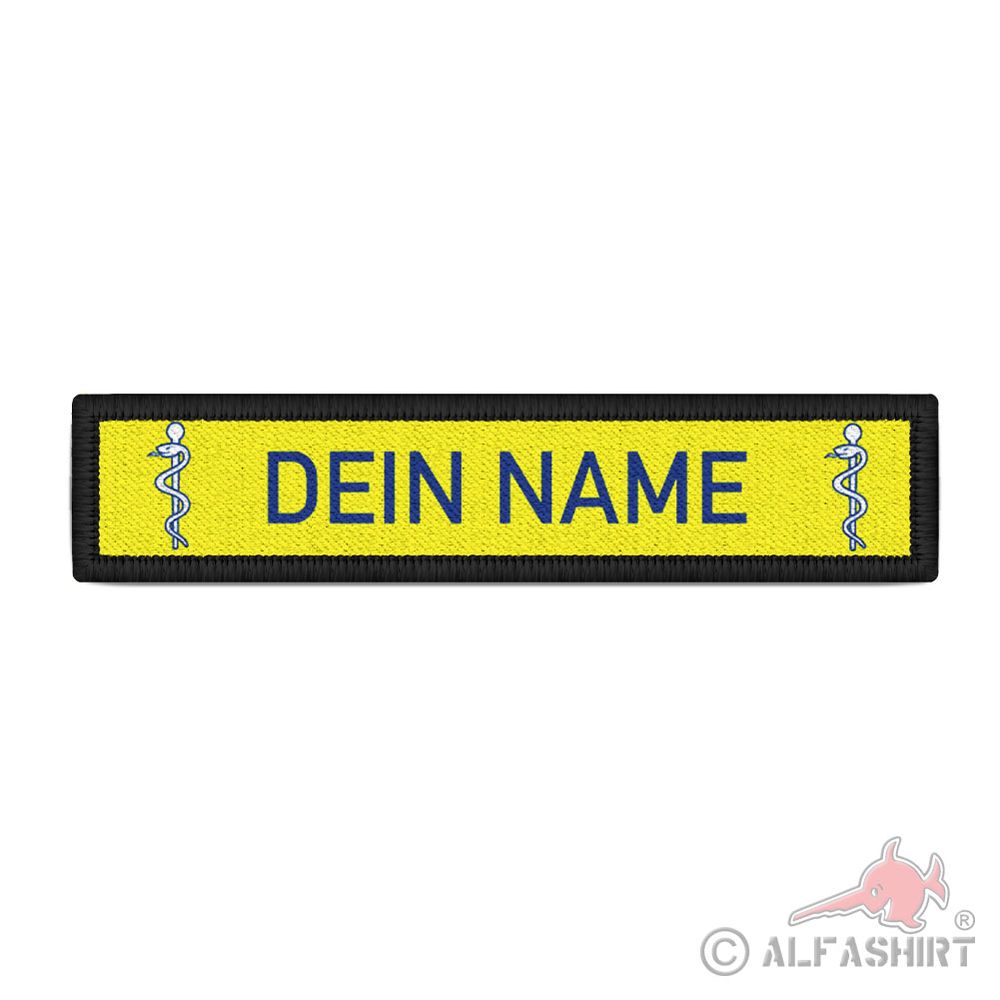 Namenspatch personalisiert Gelb Blau Äskulapstab Schlangenstab Arzt #43004
