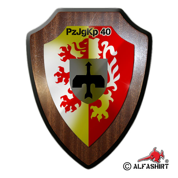 Heraldic shield PzJgBtl 40 Panzerjägerkompanie 40 coat of arms Reservist badge # 15578