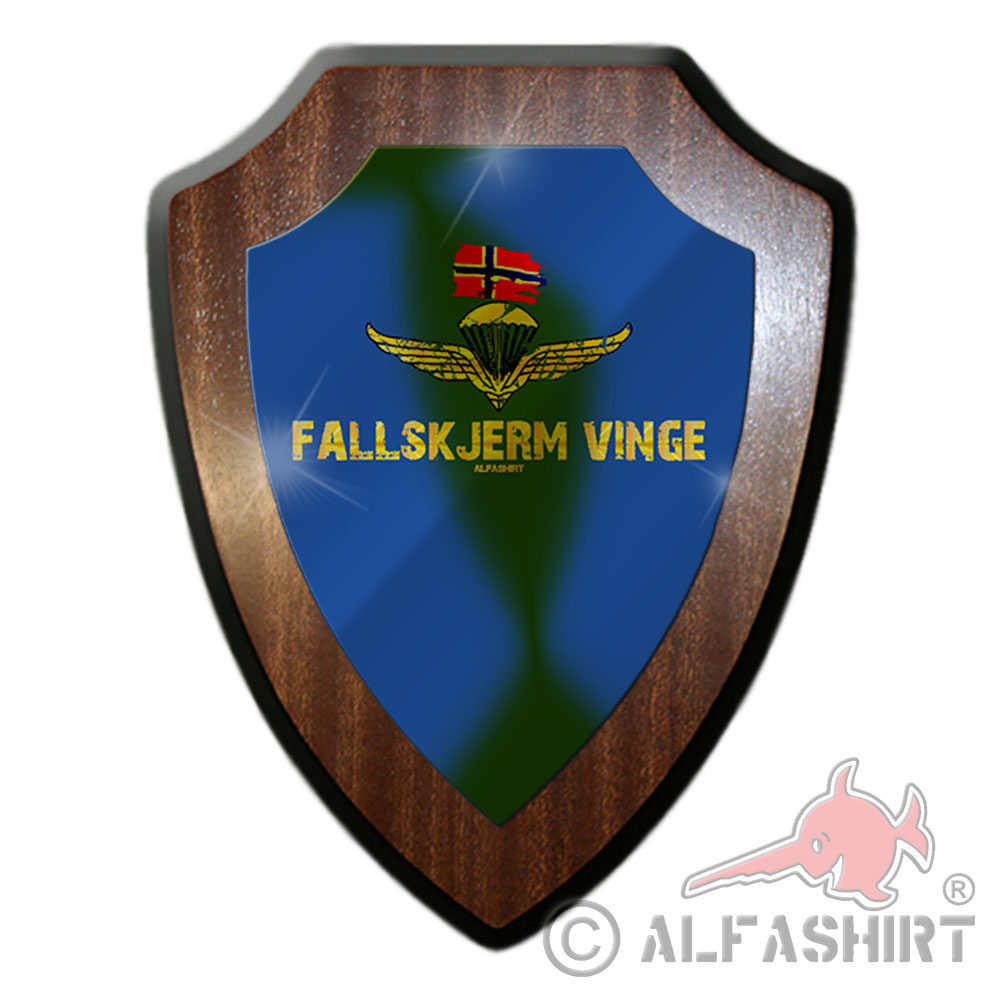 Heraldic shield Fallskjerm vinge Norges forsvar Norway Army parachute # 27095