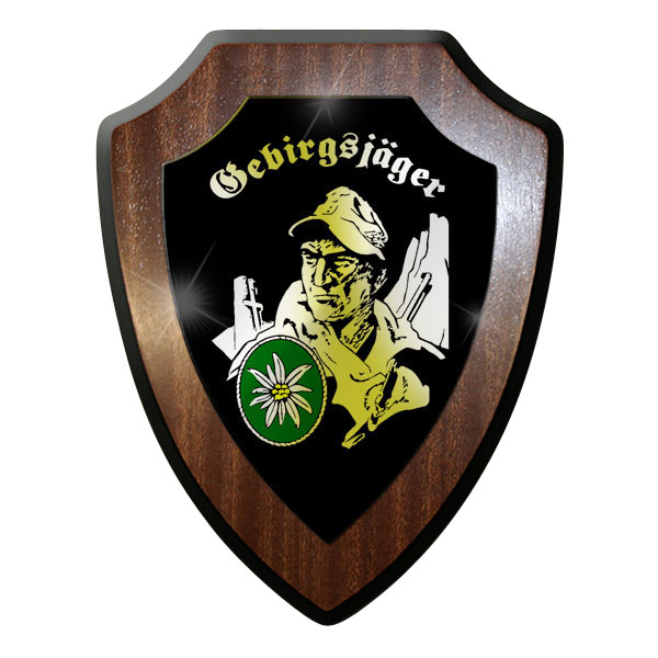Heraldic shield mountain hunter GebJg Edelweiss bw badge emblem # 10042