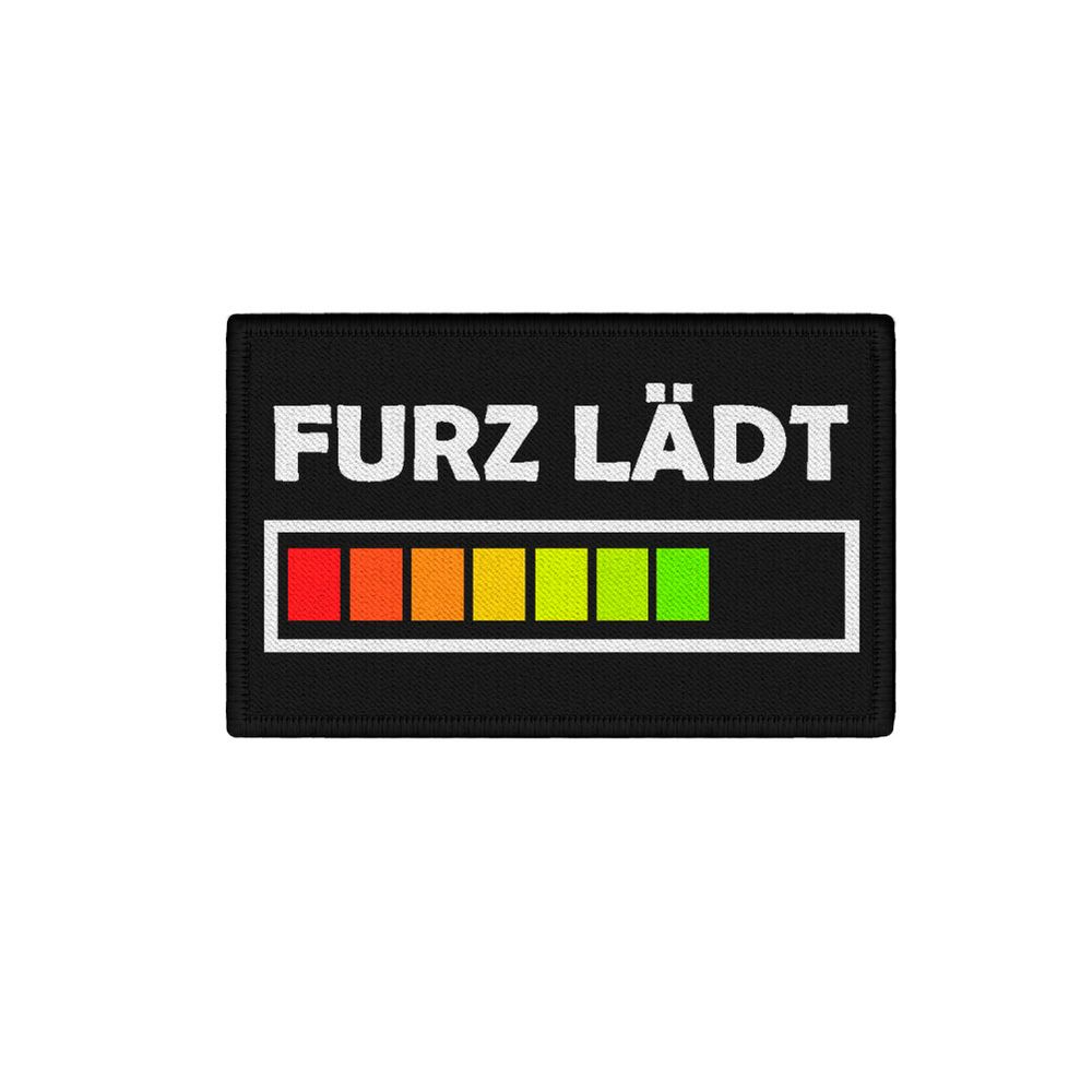 Patch FURZ LÄDT Fun Humor Blähungen Furz Darmwind Aufnäher 7,5x4,5cm #45842