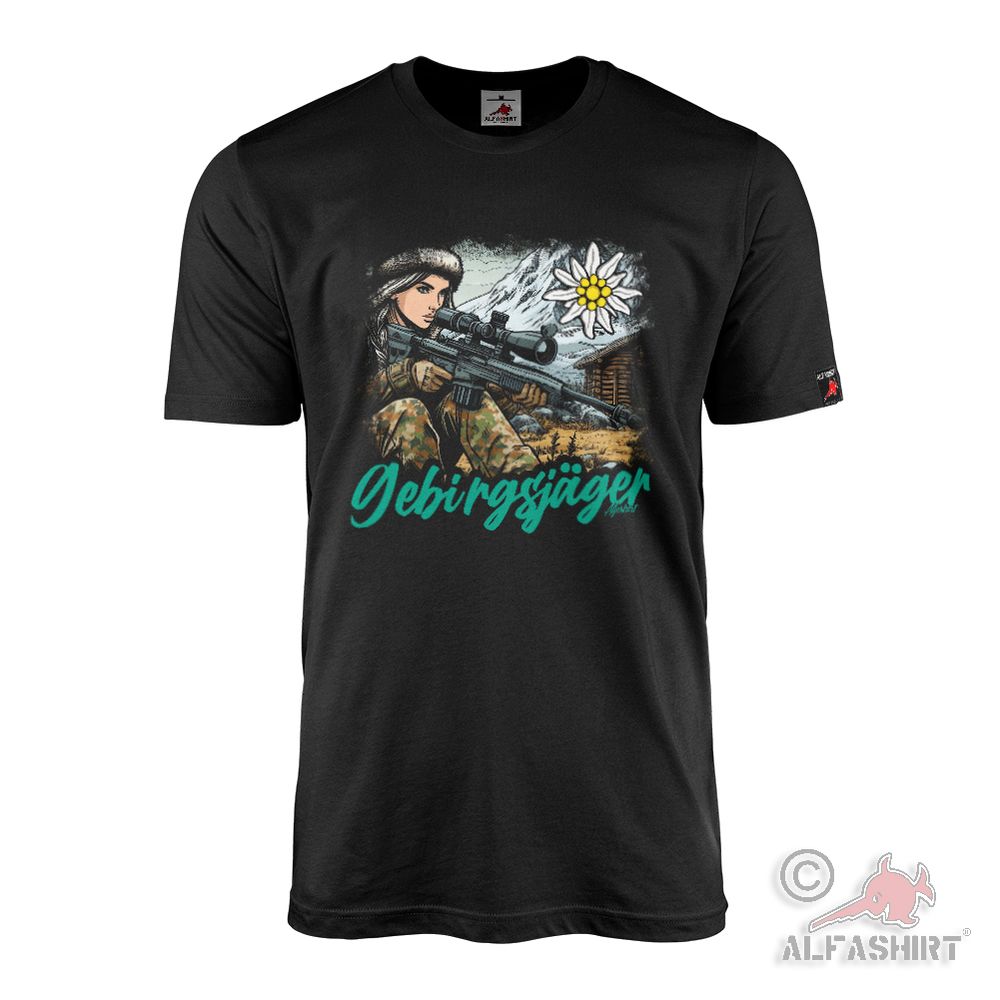 Gebirgsjäger Bundeswehr Militär Soldatin Gebirge Schnee Winter T-Shirt  #45688