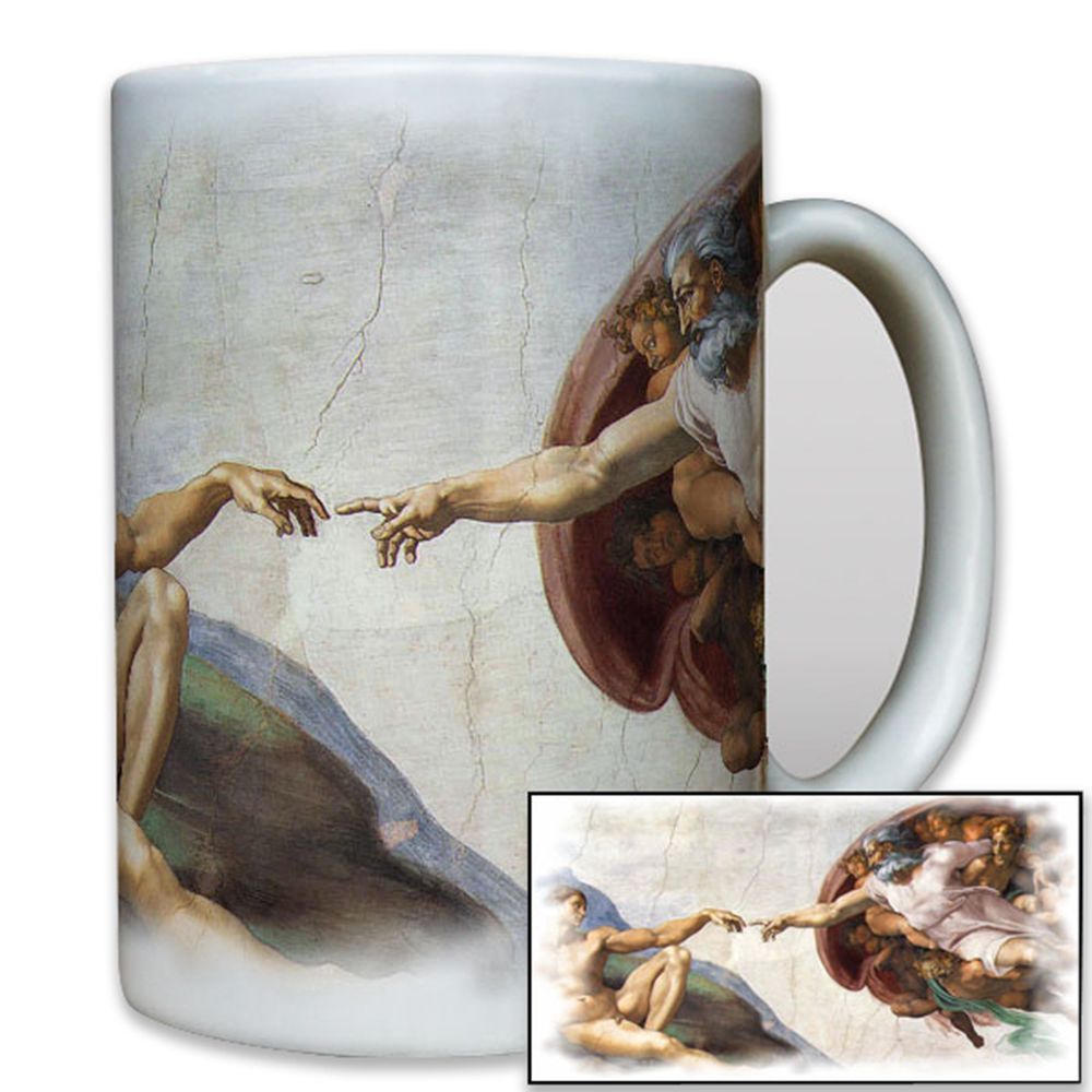 Erschaffung Adams Sixtinische Kapelle Michelangelo Gott Adam - Tasse #8116 