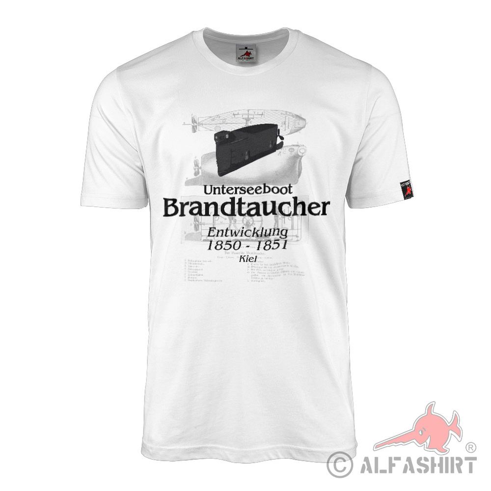 T-Shirt Brandtaucher Unterseeboot 1850 Kiel Deutscher Bund U-Boot #42133