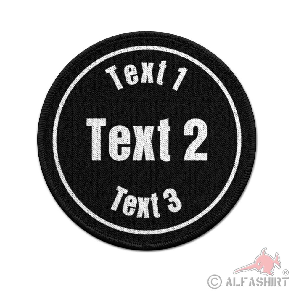 Patch Round 9cm Custom Text Your Text Black Name #42119