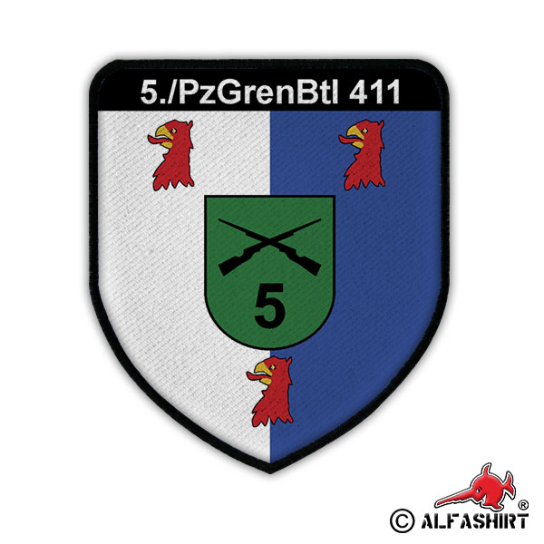 5 Company PzGrenBtl 411 Coat of Arms Panzergrenadier BW Feldanzug Grenadier # 15324