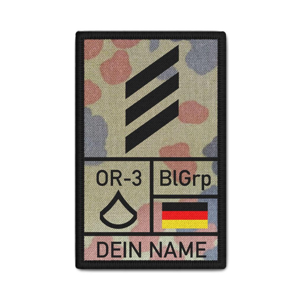 Rank Patch 9.8x6cm Rank with Name Personalized Blood Type Nato BW #39318