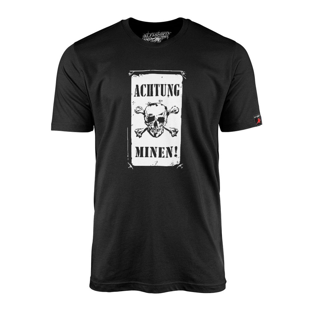 Warning mines warning signal sign skull t-shirt # 119