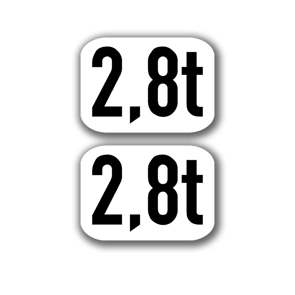 Aufkleber 2,8t Tonnen Anhänger Gewicht Beladung 2x 5,5x4cm  #A6162