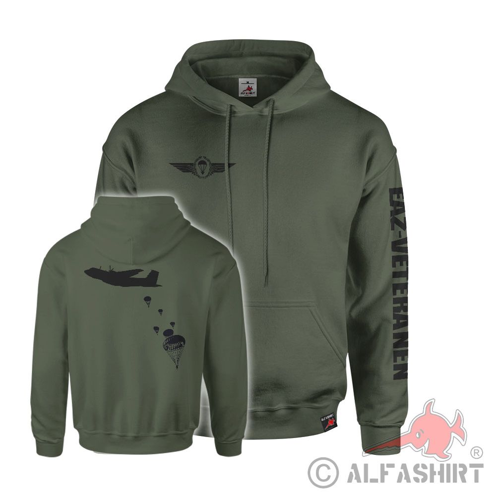 Hoodie oliv Fallschirmspringerabzeichen DEU EAZ-Veteranen Fallschirmsprung#42727