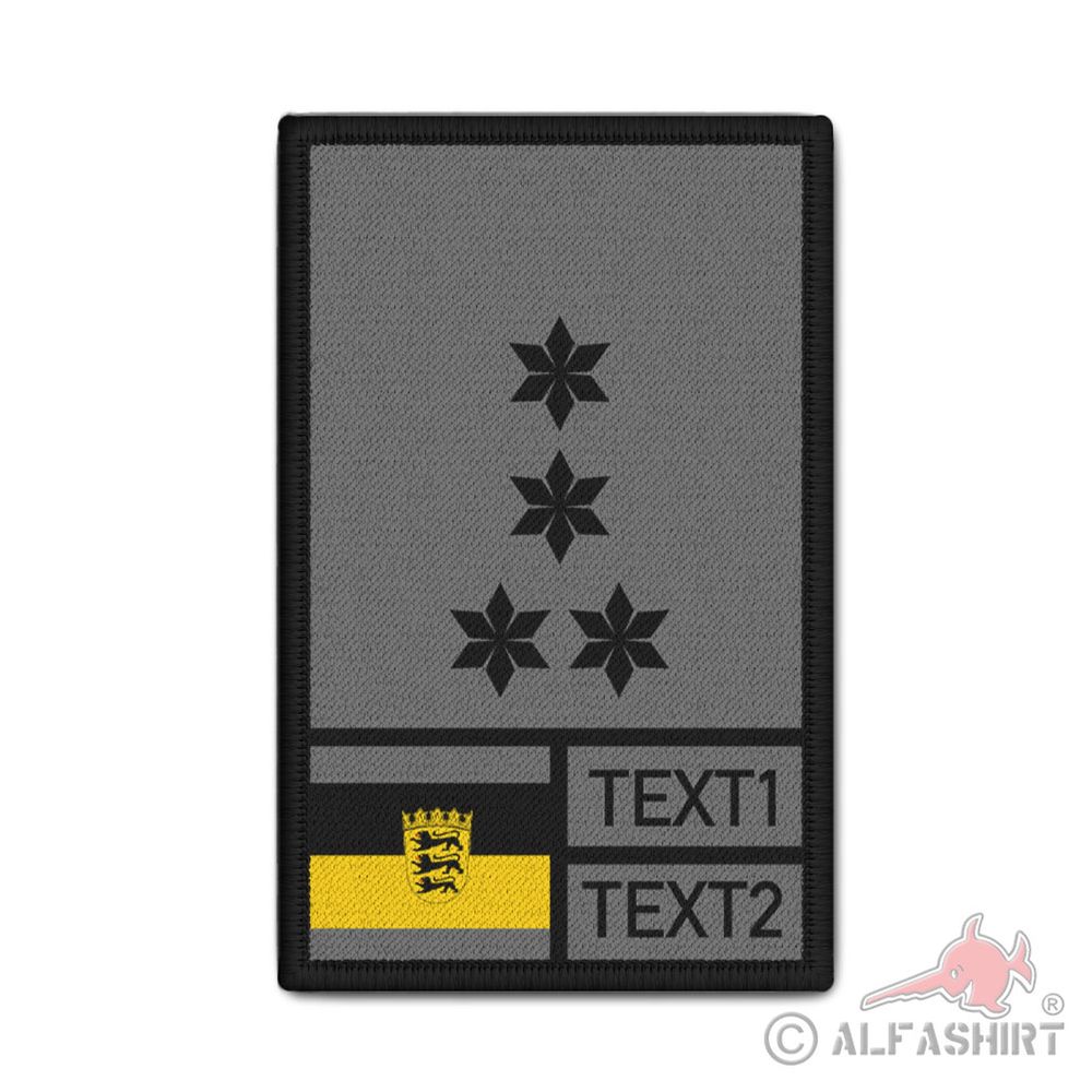 Rank Patch 9,8x6cm personalisierbar Polizeihauptmeister PHM BW Baden#43789
