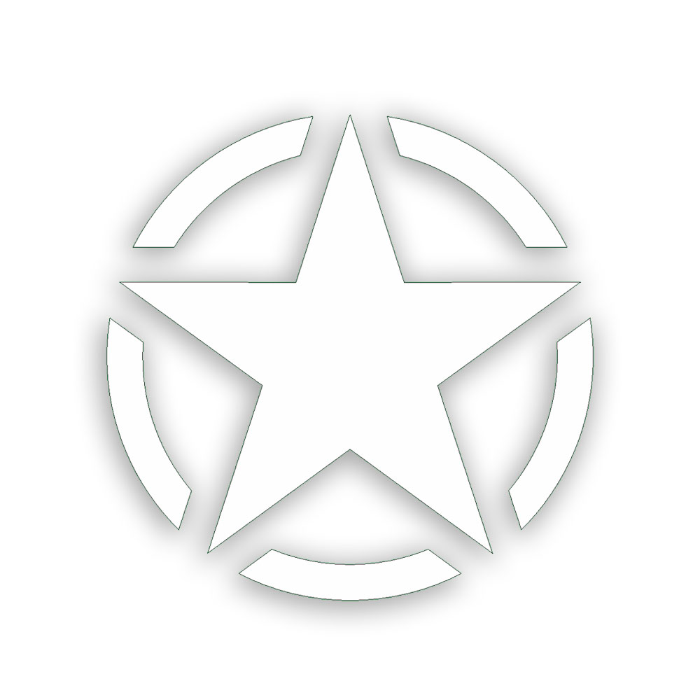 Army star white military sticker star America KFZ Willys 15x15cm # A4593