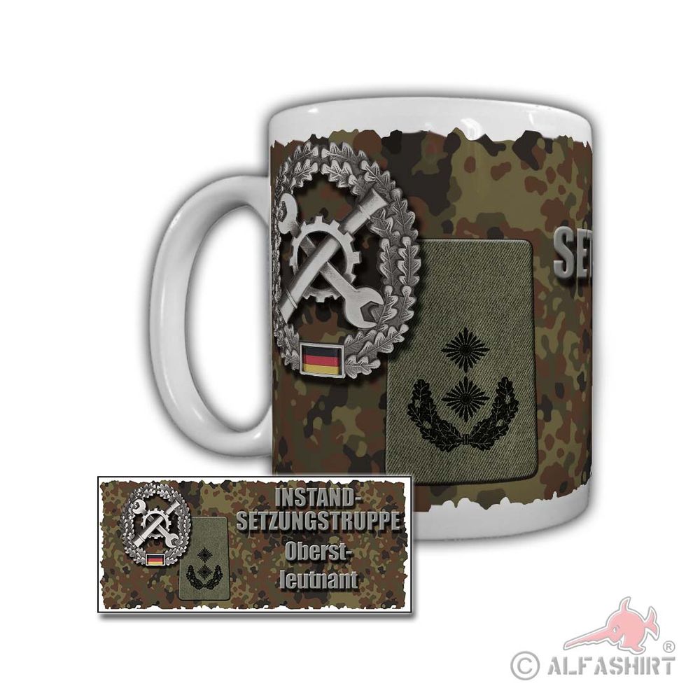 Tasse Instandsetzungsgruppe Oberstleutnant Dienstgrad Rangabzeichen BW OL #29700