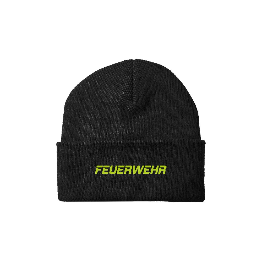 Feuerwehr Wollmütze Neon Gelb GESTICKT Dienst Winter Freizeit 112  #47298