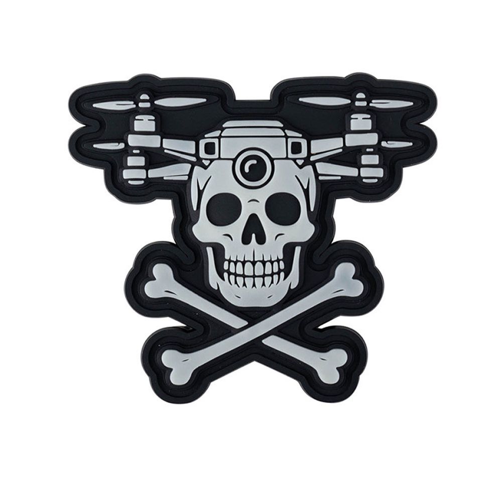 Patch 3D PVC 7,2x4,8cm Drohne Drone Skull and Bones Schädel und Knochen #47980