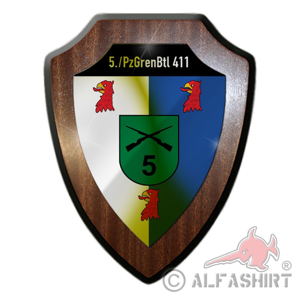 Heraldic shield 5 company PzGrenBtl 411 Wappen Panzergrenadier Battalion # 36675