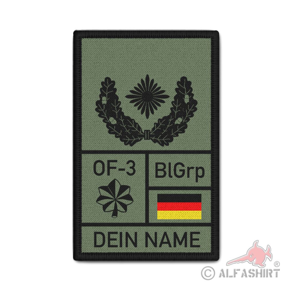 Rank Patch 9,8x6cm Dienstrang  Namen Personalisiert Blutgruppe Bundeswehr #39212