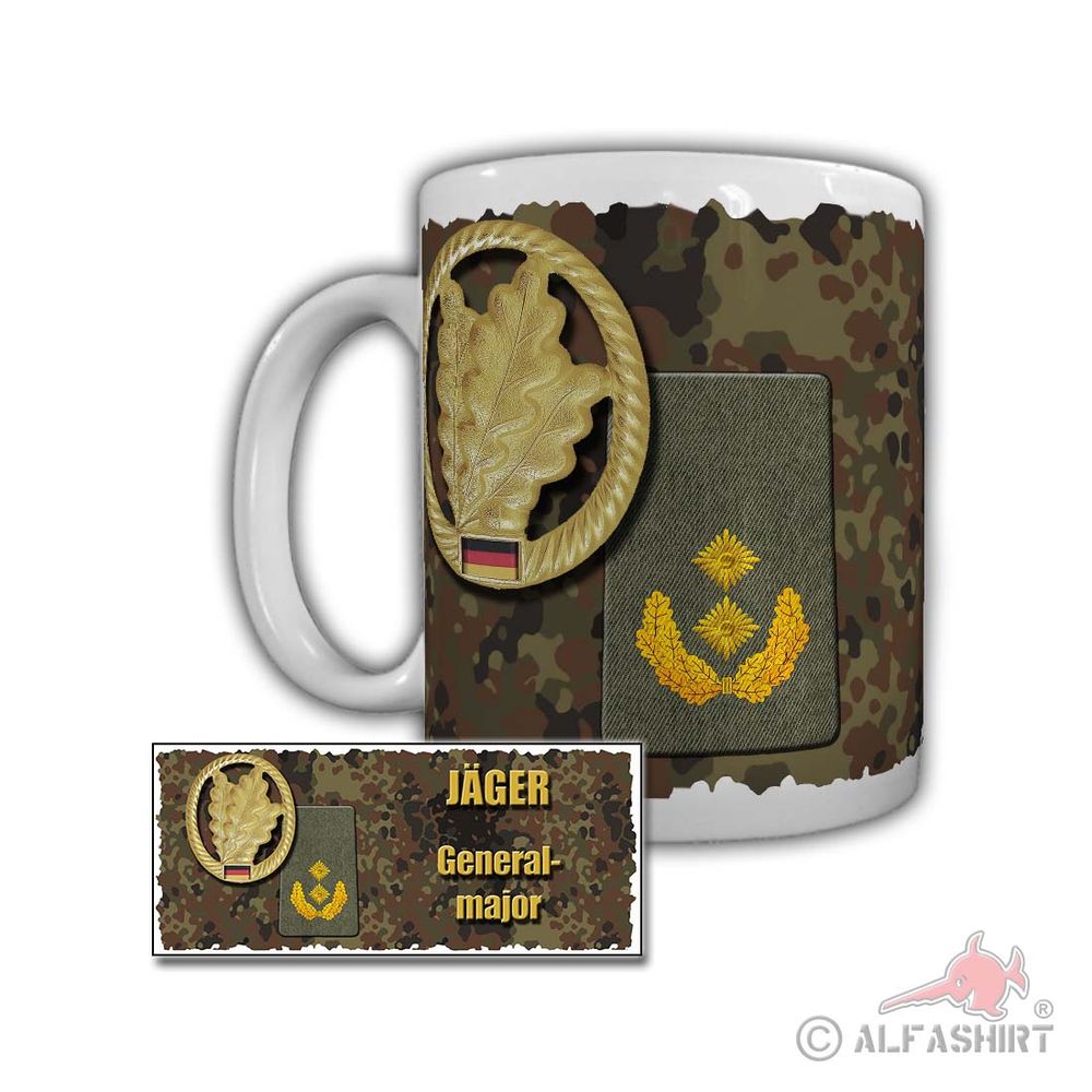 Tasse Jäger Generalmajor HSchBrig 42 Potsdam Rangabzeichen Dienstgrad BW #29727