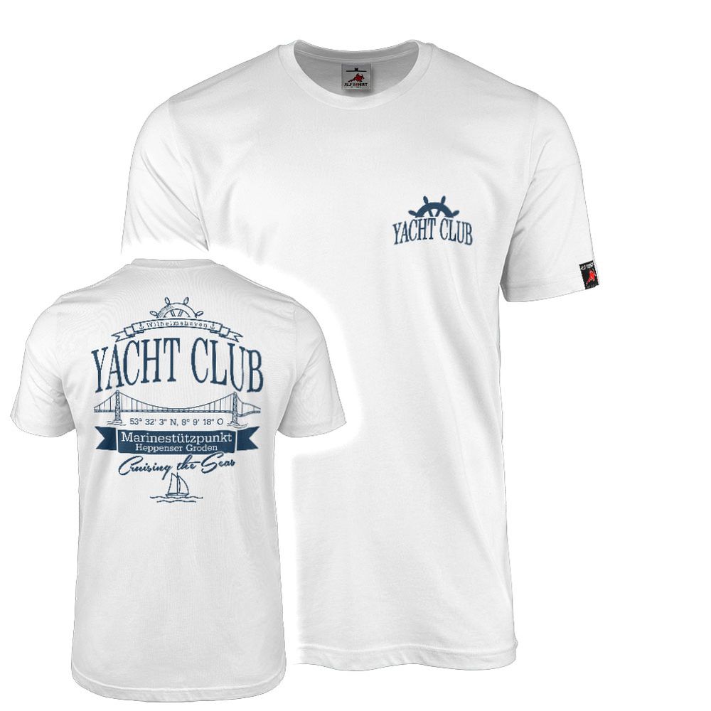 T-Shirt Yacht Club Wilhelmshaven Naval Base Happenser Groden BW #47699