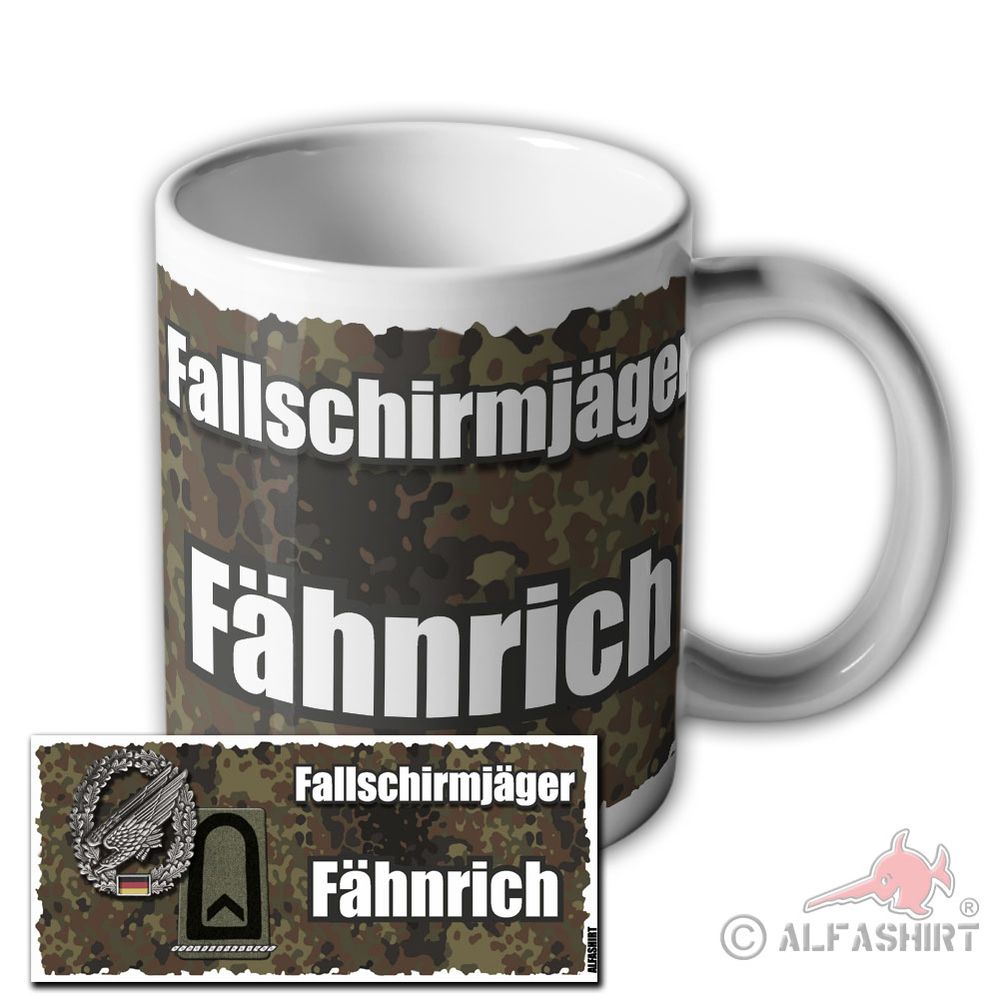 Tasse Bw Fallschirmjäger Fähnrich Bundeswehr Dienstgrad Barettabzeichen #35259