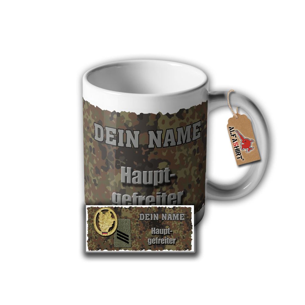 Tasse Jäger Namen Hauptgefreiter Rangabzeichen Dienstgrad Personalisiert #32671