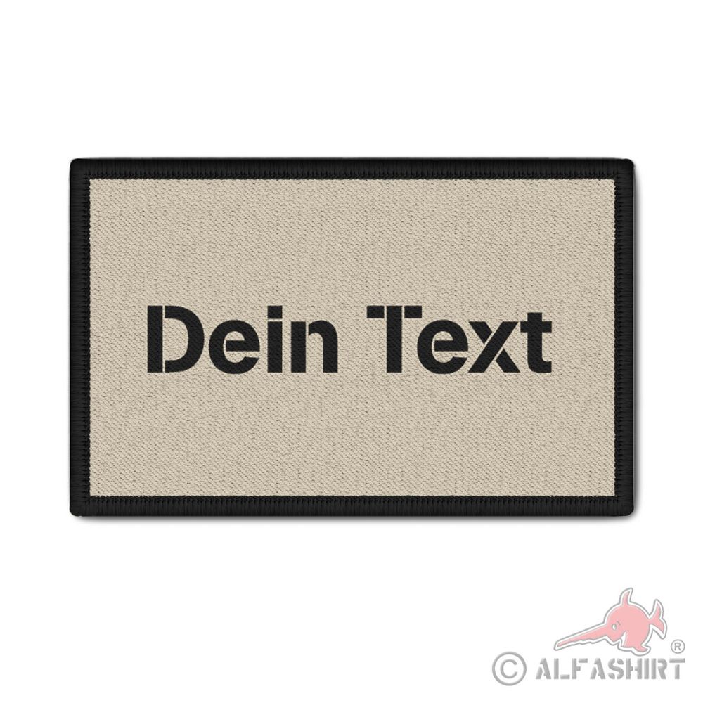 Patch 9,8x6cm personalisiert sand beige schwarz Dein Text Wunsch #42134