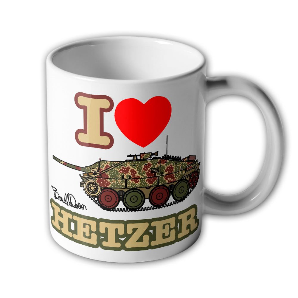 BRULLDOZER Tasse I Love Hetzer TYP4 Jagdpanzer 38 Camo Ardennen WW2 Fan Becher #47427