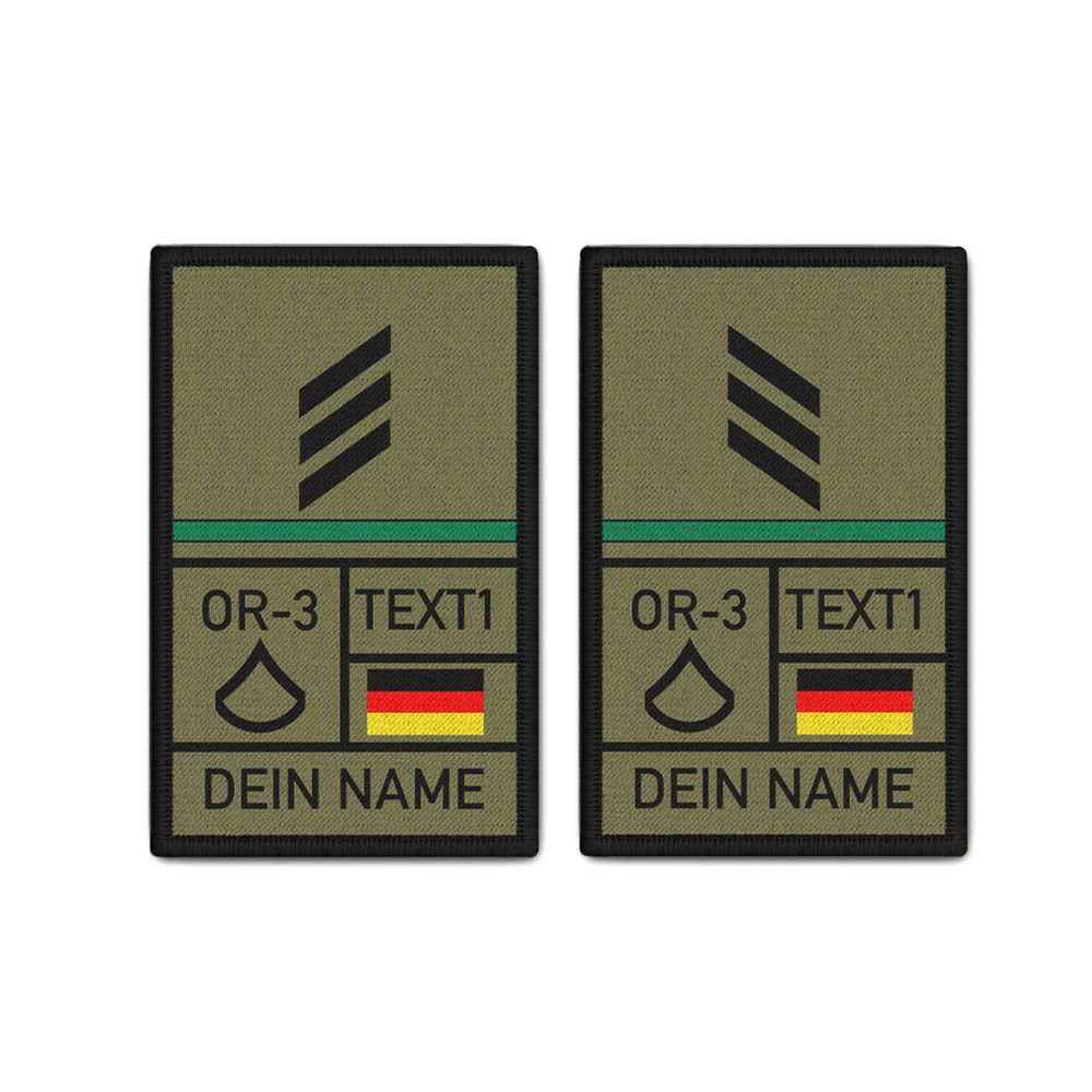 Rank Patch 9,8x6cm 2er Set Hauptgefreiter HptGfr Litze Grün Infanterie #47585