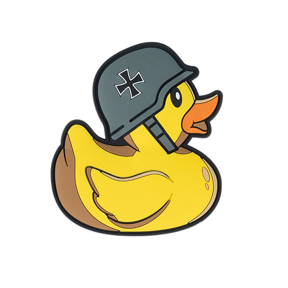 3D Patch Deutsches Quietscheentchen Stahl-Helm German Duck Fun 9x8cm #47251
