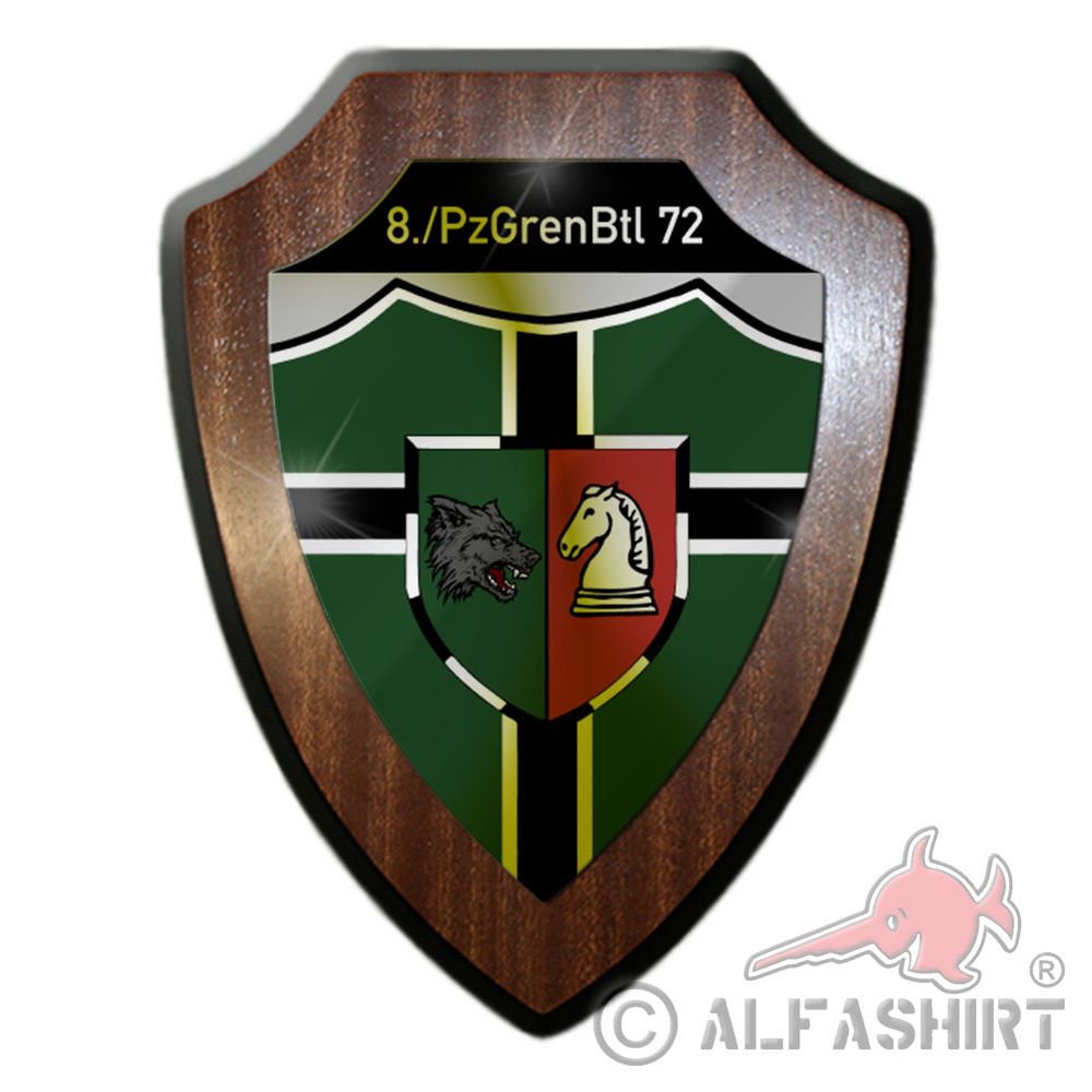 Heraldic shield 8 Company PzGrenBtl 72 UL Panzergrenadierbataillon Gren # 31835
