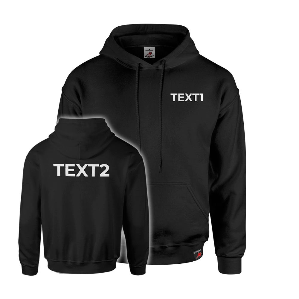 Hoodie personalisiert Schwarz Wunschtext weiß Druck Statement Gruppe #46529