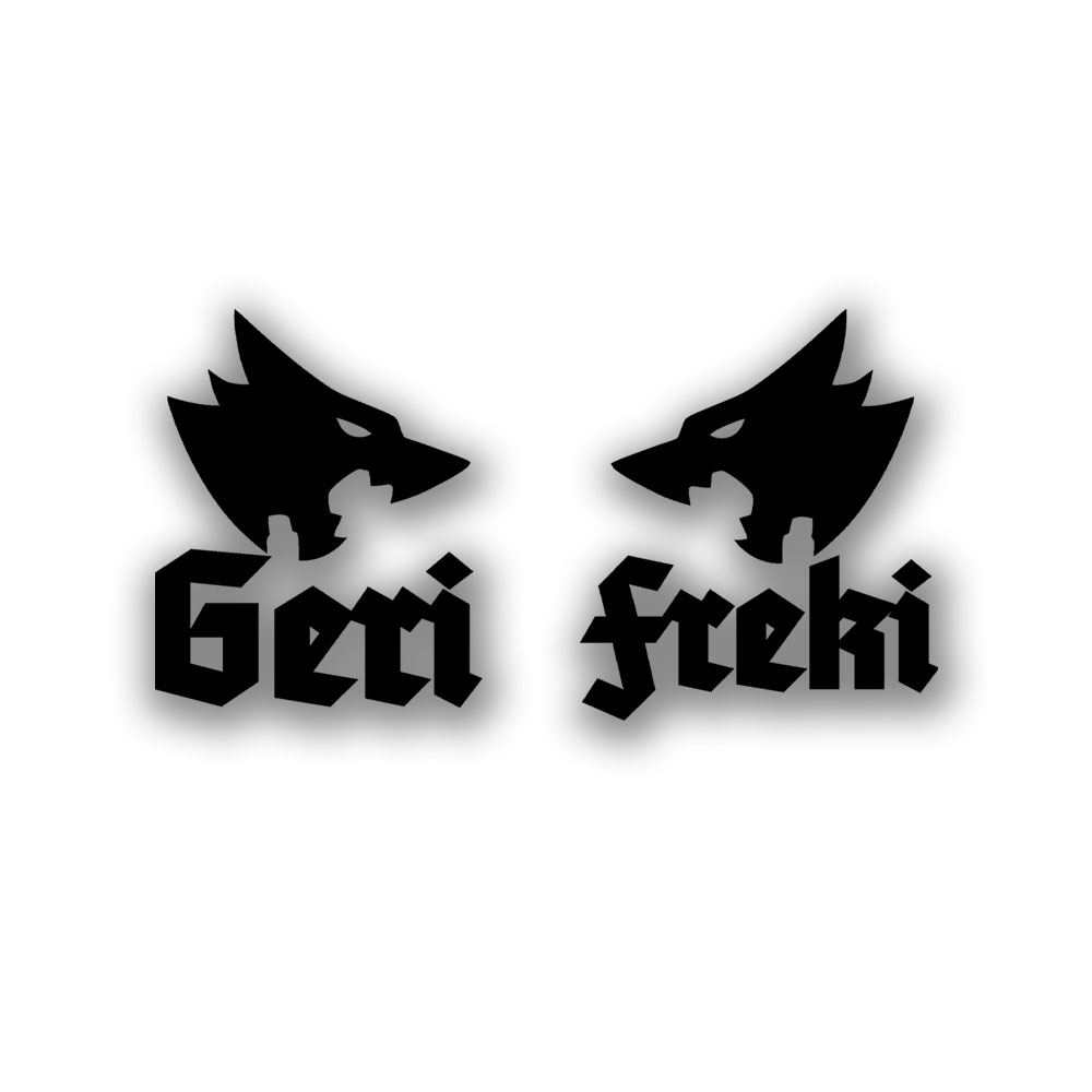 Aufkleber Set 2x 6x5cm Geri Freki schwarz Wolf Wölfe  #A6362