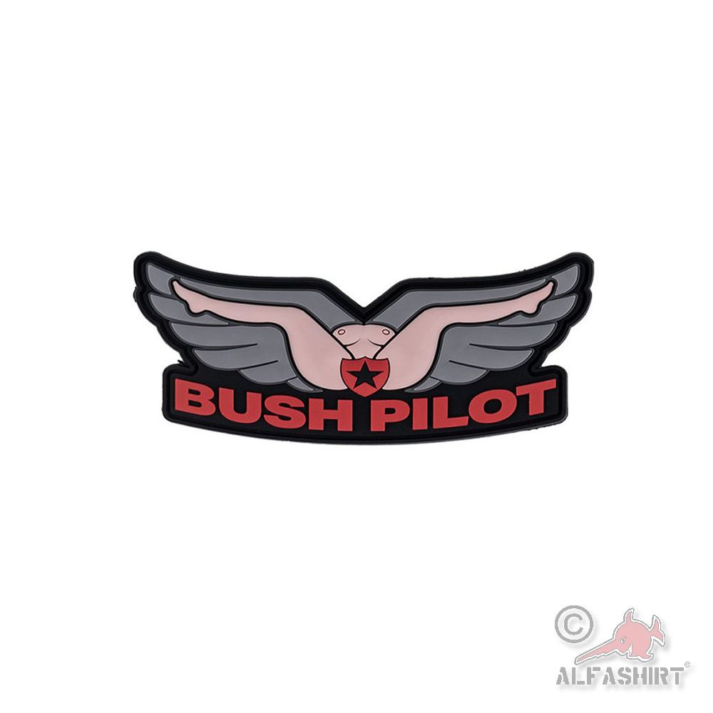 3D Rubber Patch 11,8x5cm Bush Pilot Lustwaffe Humor Parodie Luftwaffe#45780