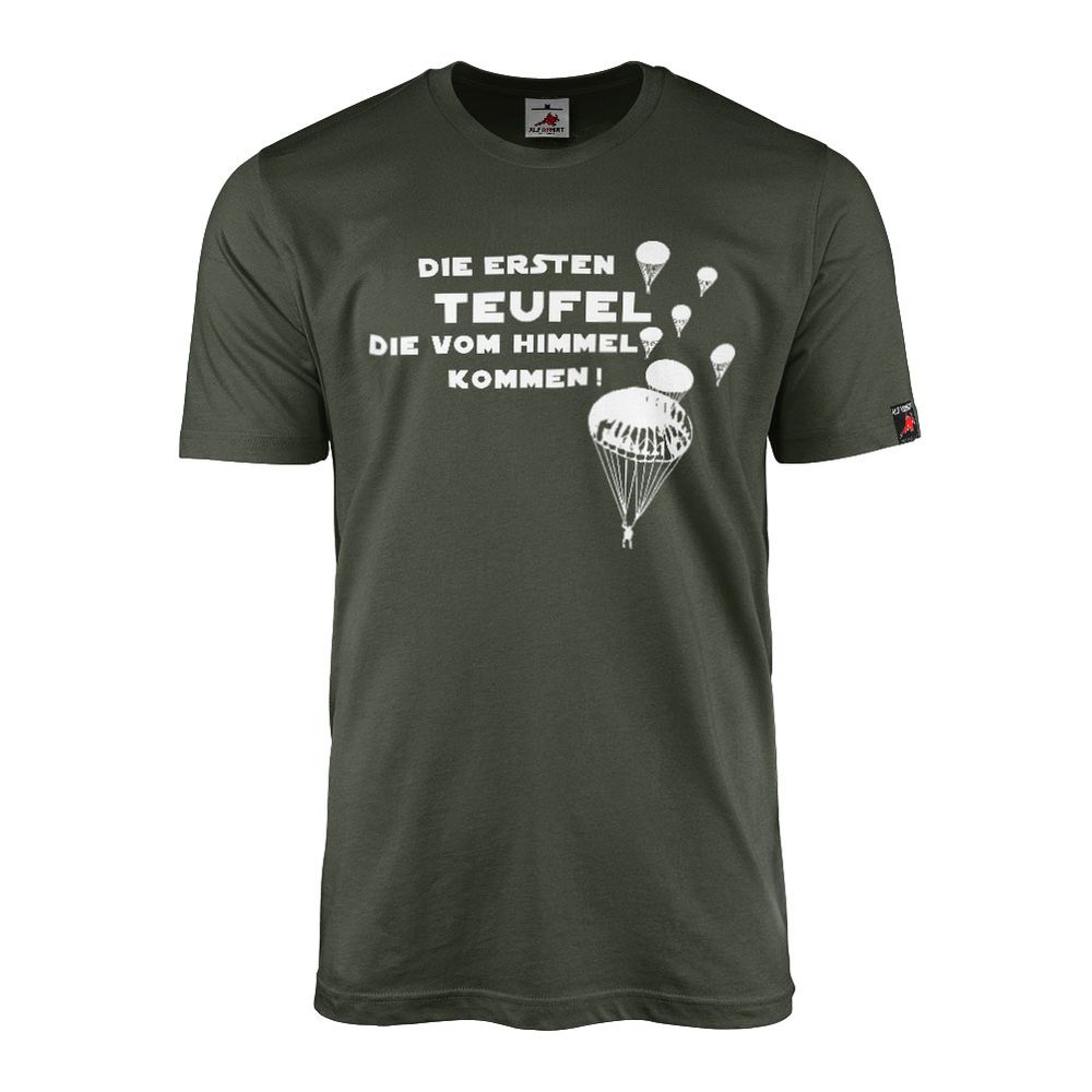 T-Shirt Teufel die vom Himmel kommen Fallschirmjäger Rundkappe Bundeswehr #13213