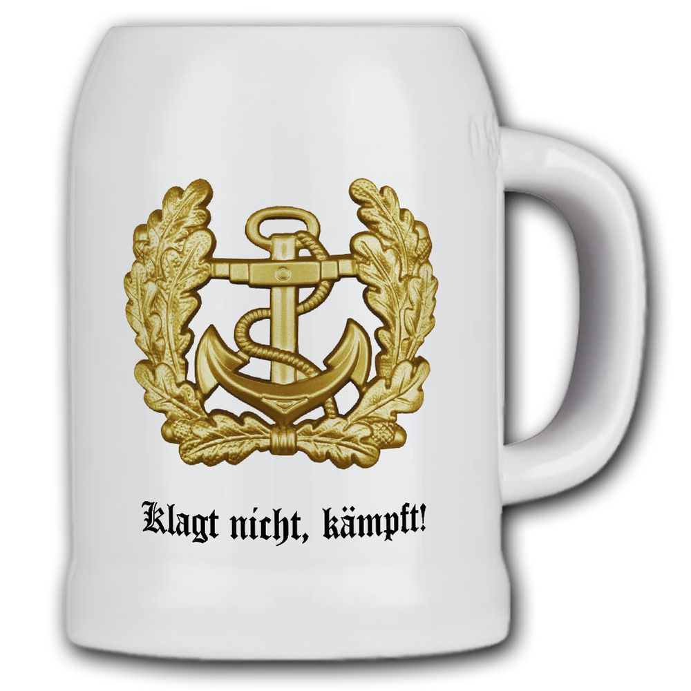 Krug / Bierkrug 0,5l - Barettabezeichen Marine Anker Bundeswehr BW #11820